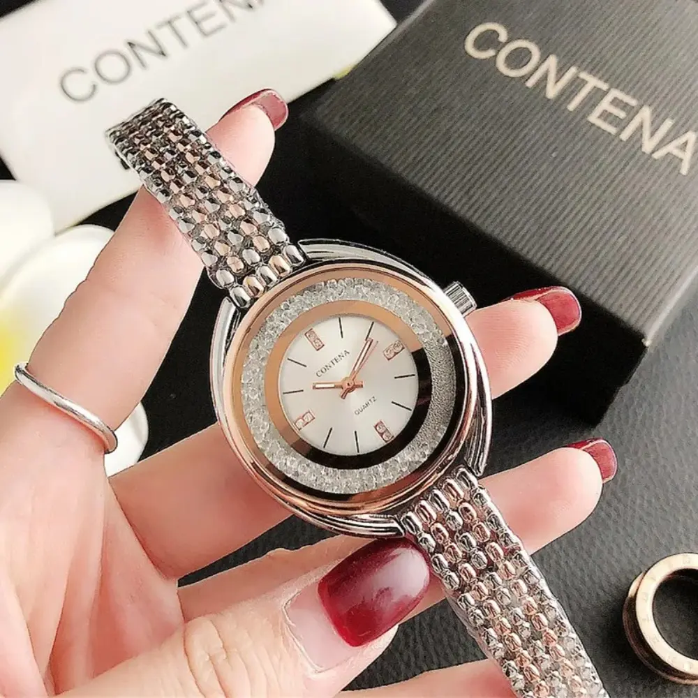 Luxury Rhinestone Ladies Stainless Steel Watch Fashion Gold Women's Watch  Quartz Wristwatches Clock