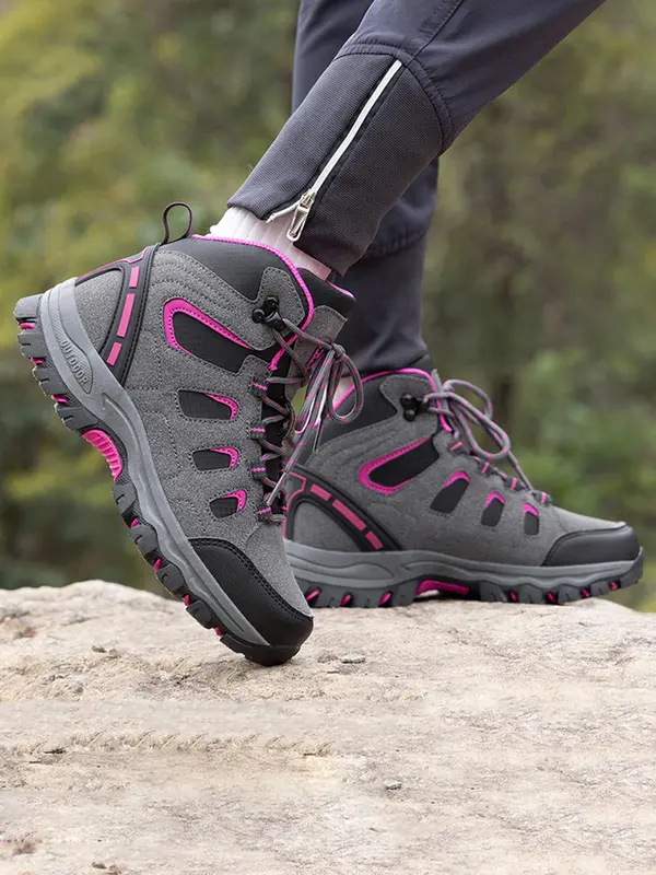 Women's Colorblock Patchwork Lace Up Hiking Shoes, Casual Outdoor Sports Shoes, Breathable Comfortable Non-slip Sneakers for Outdoor Activities 3
