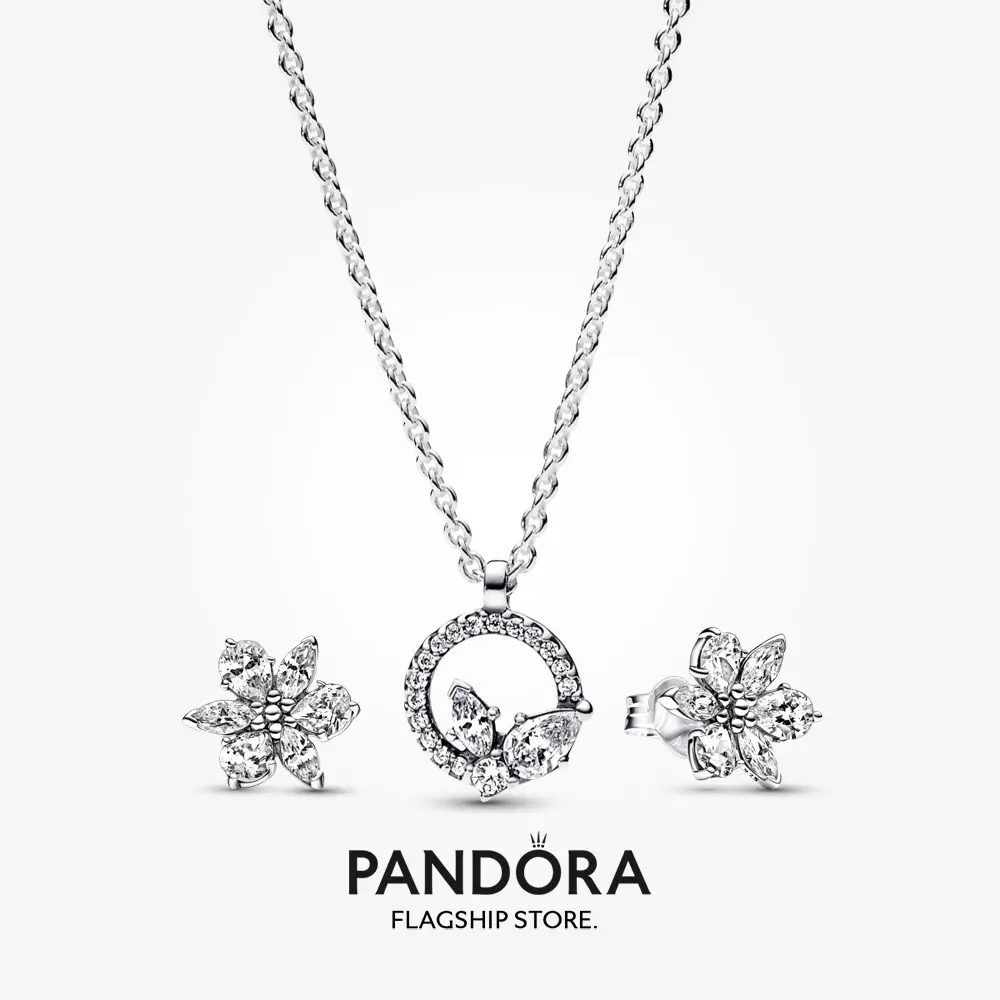 Pandora Herbarium Necklace and Earring Gift Set Adjustable Jewelry