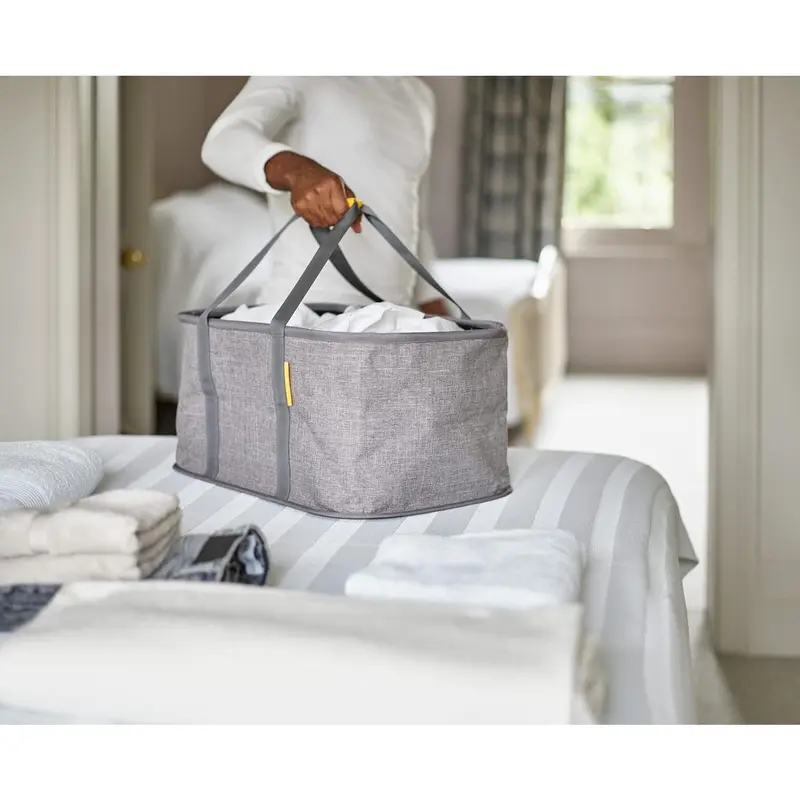 Collapsible 35L Washing Laundry Basket Bag, Durable Fabric, Moisture Resistant- Grey 3