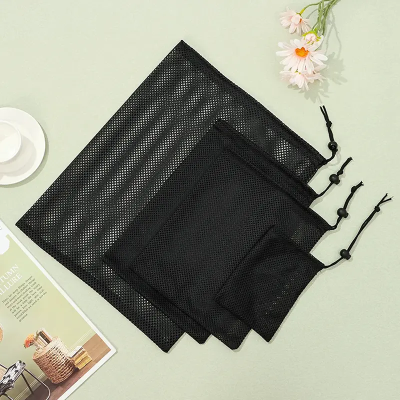 Túi Dây Rút Lưới, Đen Trắng, Bền, Túi Đựng Đồ, Đa Năng, Thích Hợp Cho Gia Đình, Du Lịch Và Hoạt Động Ngoài Trời, Túi Giặt, Bao Đựng Đồ 7