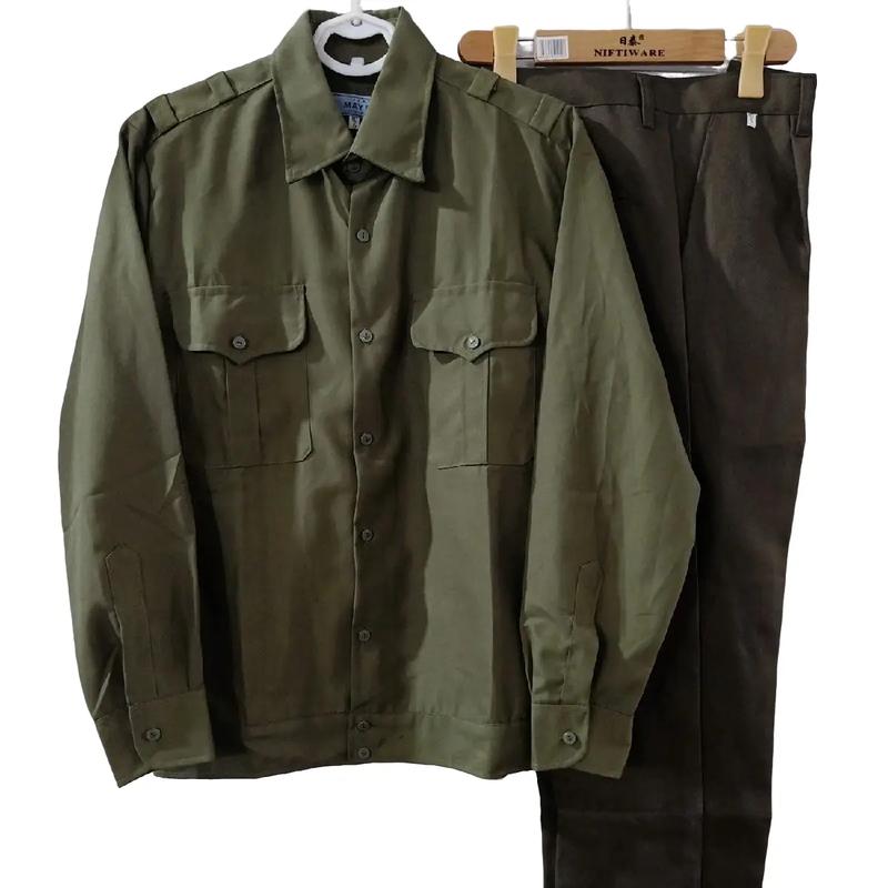 Bộ quần áo  nam trung niên áo bay quần dạ, quần áo nam Tay dài Có thể giặt bằng máy Sơ Mi Menswear vừa xxl