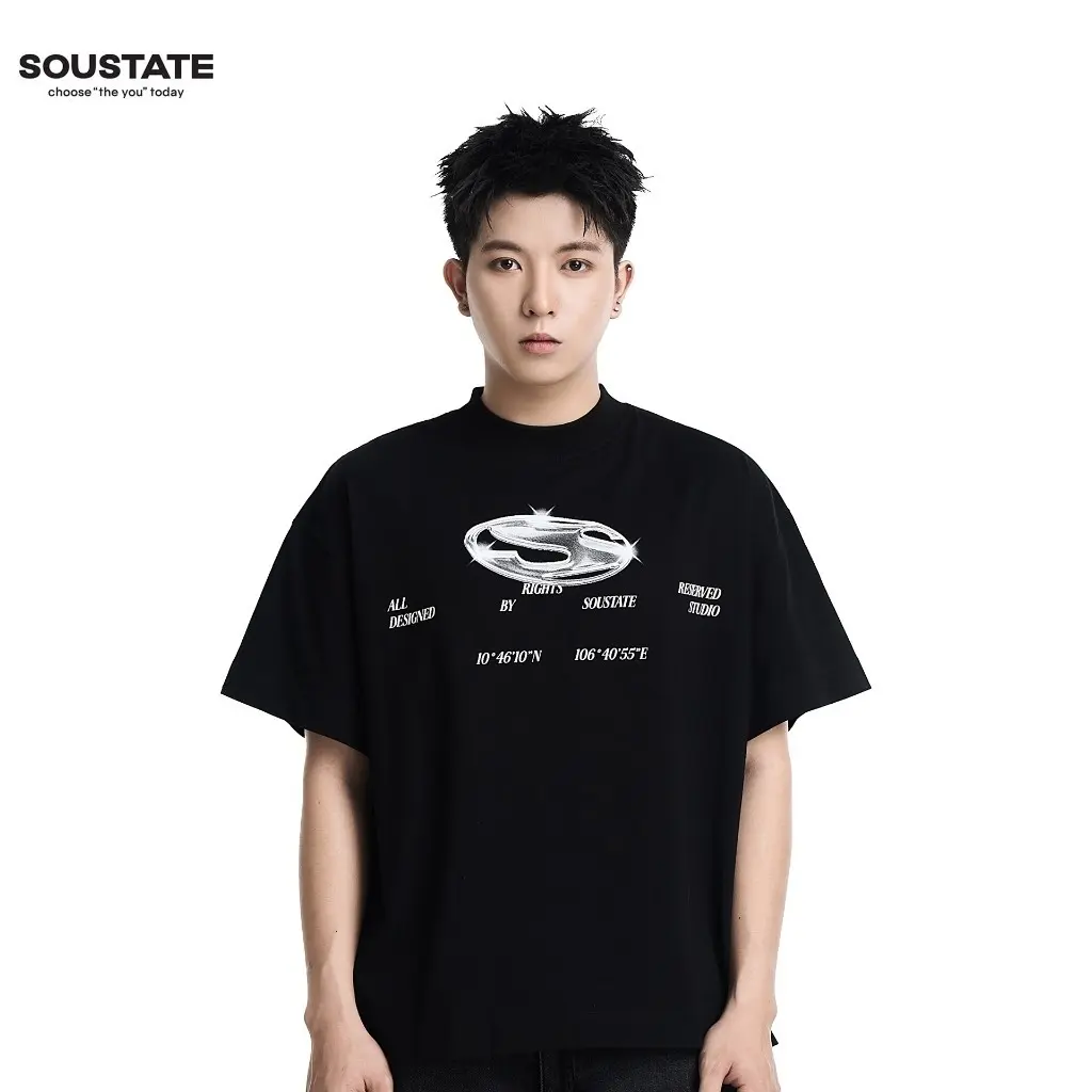 T-Shirt Áo Thun Big Boxy Chrome  Cotton (Đen) - SOUSTATE Chính Hãng