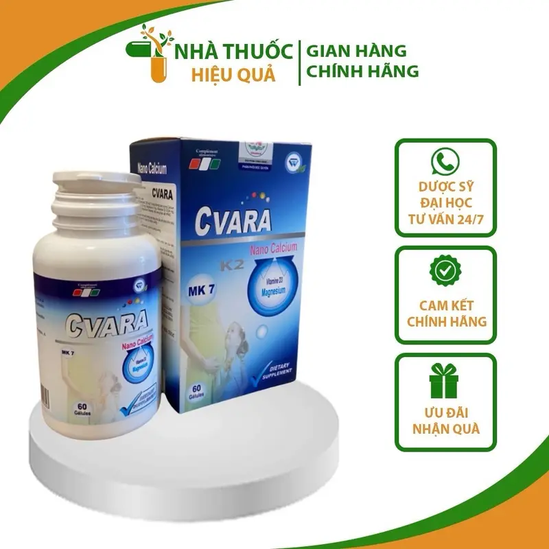 Canxi Nano Cvara cho bà bầu và người lớn tuổi, giảm tê bì chân tay, đau vai gáy I Nhập khẩu chính hãng Pháp.thuochieuqua. Hộp 60 viên 1