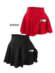 Falda de tenis de golf elástica de cintura alta para mujer de talla grande, cómoda falda corta plisada con forro y bolsillos para todas las estaciones