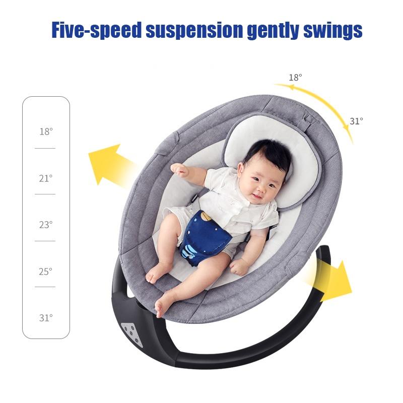 Ayunan Bayi Elektrik Otomatis Electric Baby Swing Kursi Goyang Listrik Bluetooth Remote Ada Musik untuk Bayi 0–3 Tahun Bantu Tidurkan Anak Sleep Baby dengan Mainan - Abu Lembut+Piring