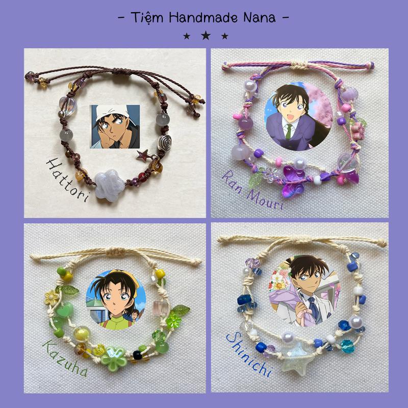 Vòng handmade Conan - Vòng tay dây sáp thám tử lừng danh Conan - vòng dây rút handmade cho nhóm hội bạn thân, cặp đôi