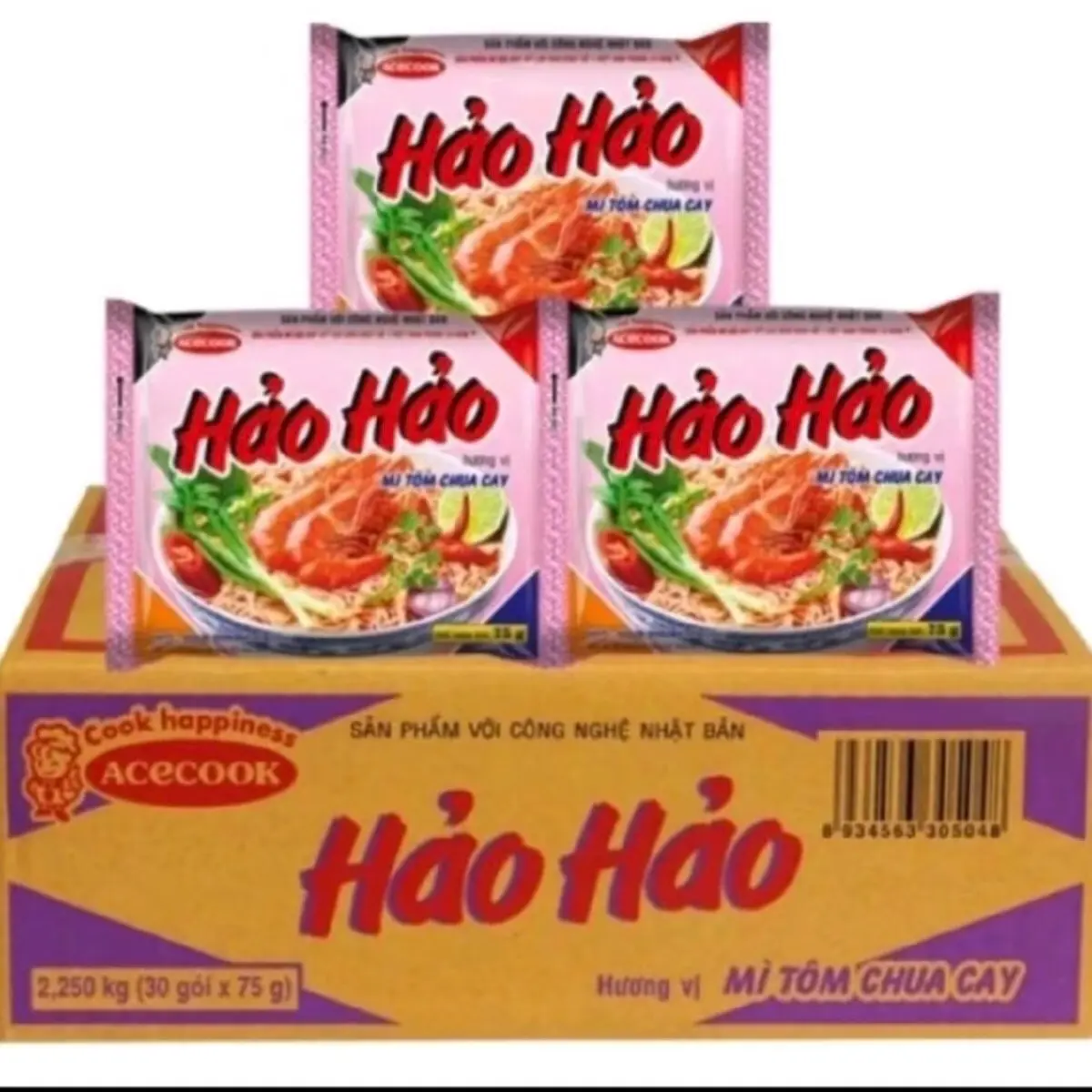 1 thùng mì ăn liền Hảo Hảo  (75g x 30 gói)