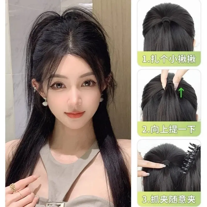 Kẹp Tóc Giả, 30cm, Mô Phỏng, Tóc Đuôi Ngựa Cao Bồng Bềnh Kẹp Tóc Giả, Phụ Kiện Tóc Nữ 4