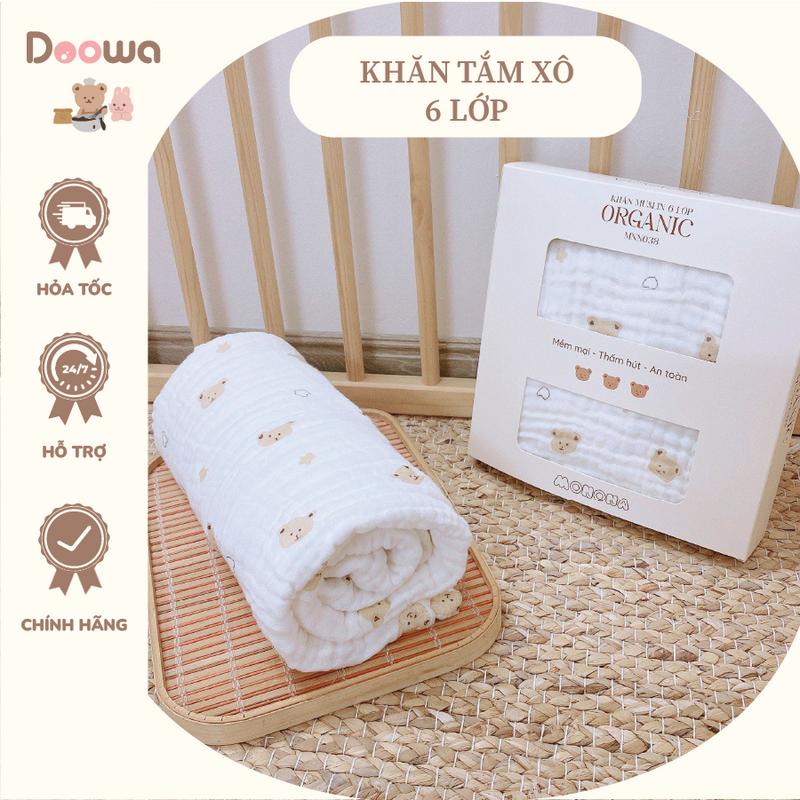  Khăn Tắm 6 Lớp Cao Cấp Monona Họa Tiết Đáng Yêu Chất Liệu Xô Nhăn Muslin 