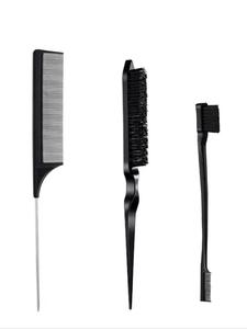 Set de peines para estilizar el cabello, Cepillo para cardar, Peine de cola de ratón, Peine de doble cara para bordes y espalda, Herramienta de estilizado para mujeres