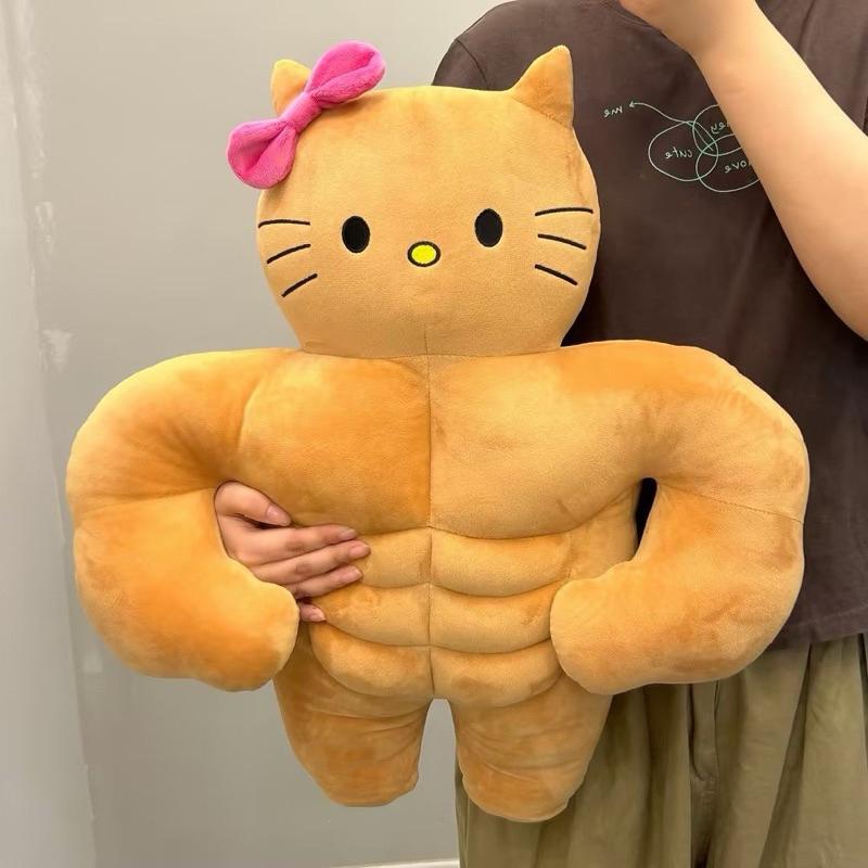 Thú Nhồi Bông Mèo kitty sáu múi lực sĩ 45cm bông mềm đáng yêu