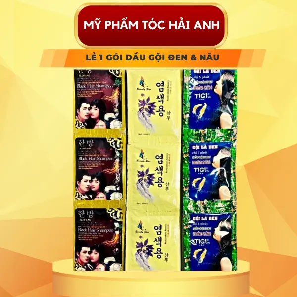 Dầu gội đen tóc 1 GÓI - Phủ bạc tại nhà đen tóc Gội là đen tigi, nhân sâm Hàn 0
