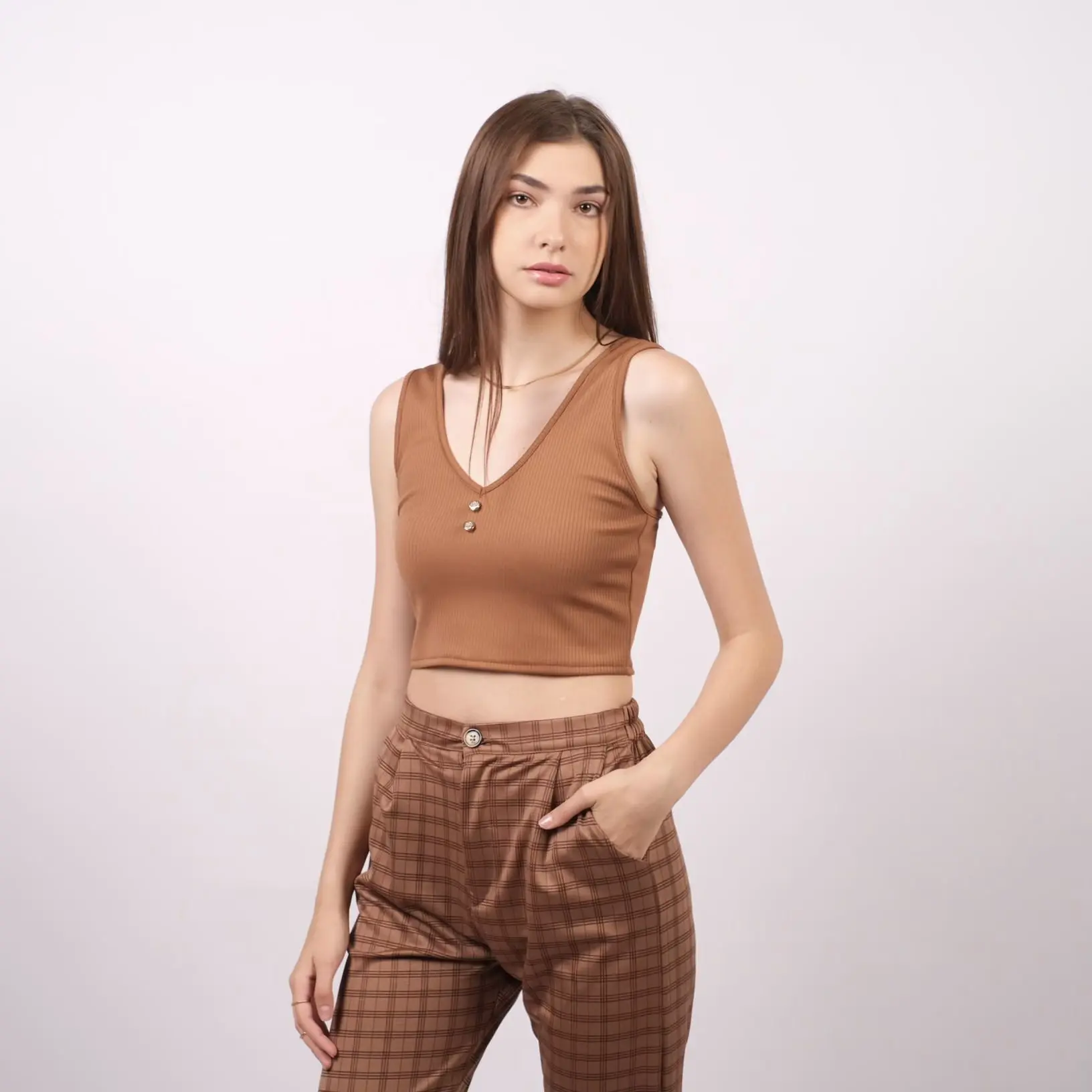 Yeoji Jiyo Tanktop Premium Knit Korean | Vneck Crop Top | Cropped Tank Korea