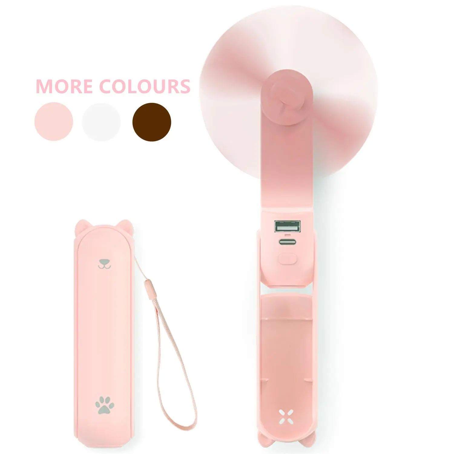 Multifunctional 3 In 1 Handheld Fan, USB Rechargeable Small Pocket Fan with Power & Flashlight, Portable Foldable Fan for Outdoor Travel Commute Office, Summer Gifts for Women