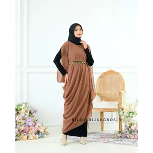 Zelindra Spangle Abaya Mewah Dress/Maxi Dress Fashion Muslim Wanita Dewasa Ceruty Hanya Boleh Dicuci Dengan Tangan Brown Elegant Flare Sleeve Casual Yellow Simple Pink gamis kaftan Panjang Remaja Kondangan