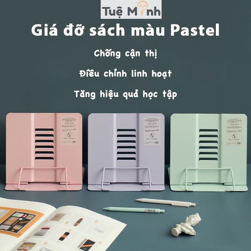 Giá đỡ kẹp sách kim loại Pastel K30 chống cận thị hiệu quả, để Ipad bàn học VPP Tuệ Minh