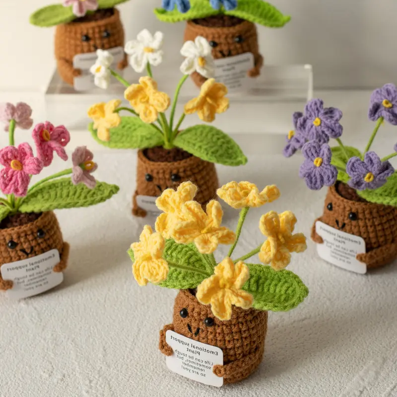 New yarn homemade crochet plant potted plant creative knitting potted plant mini cute actively encourages potted plants