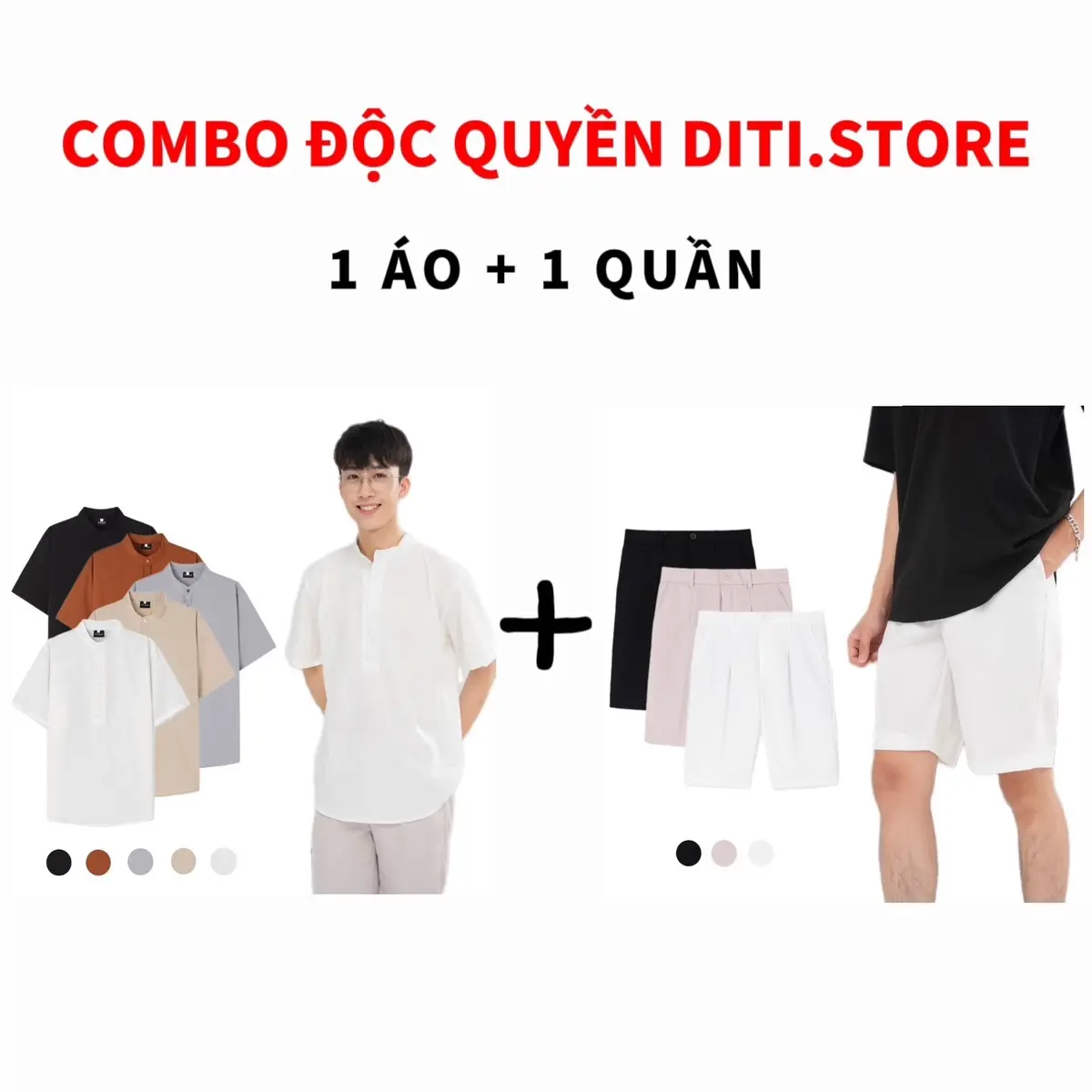 Combo Tri Ân: Áo Sơ Mi Ngắn Cọc Tay + Quần Short