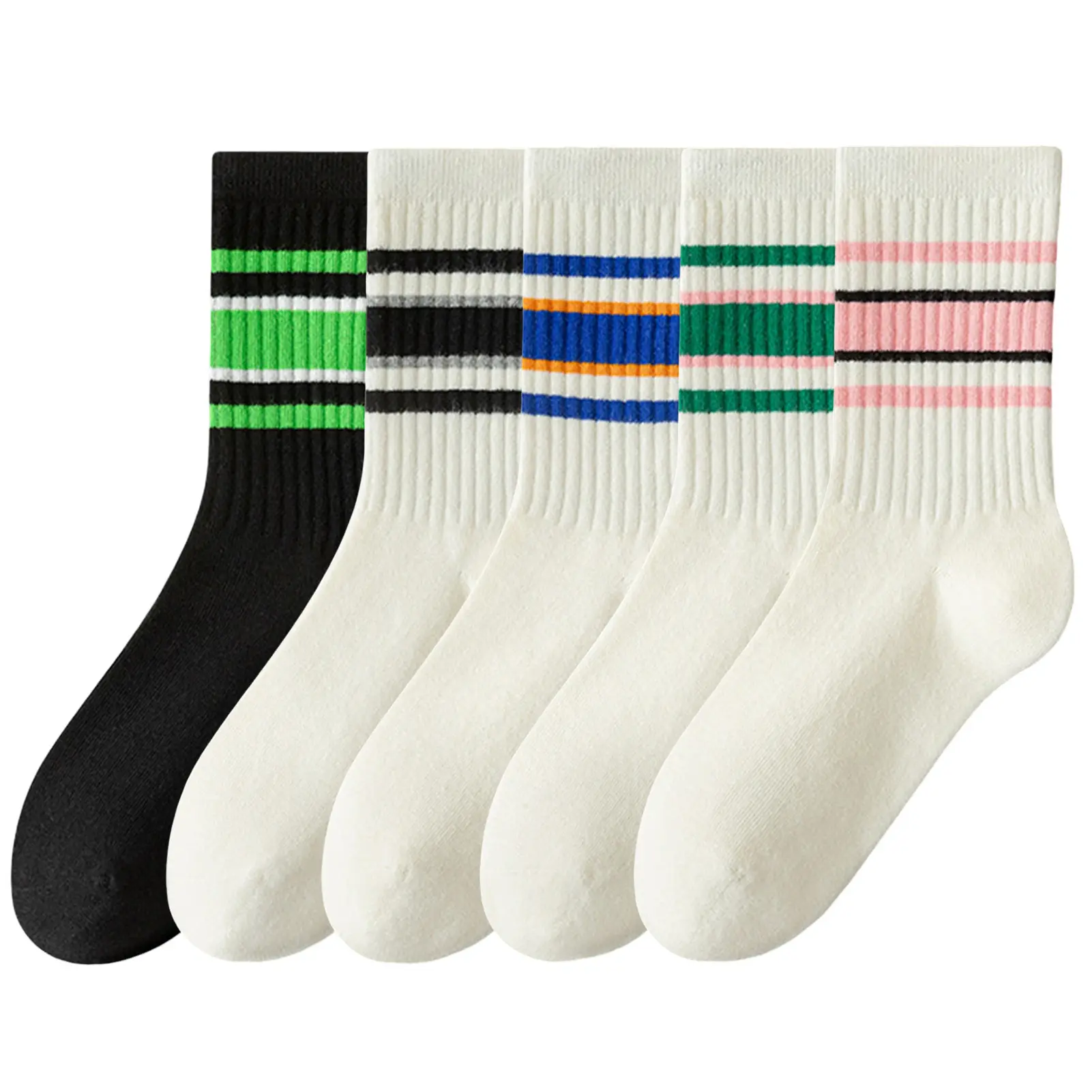 Fashion Striped Socks Japanese Style Korean Casual Sport Socks Street Skateboard Middle Tube Cotton Socks