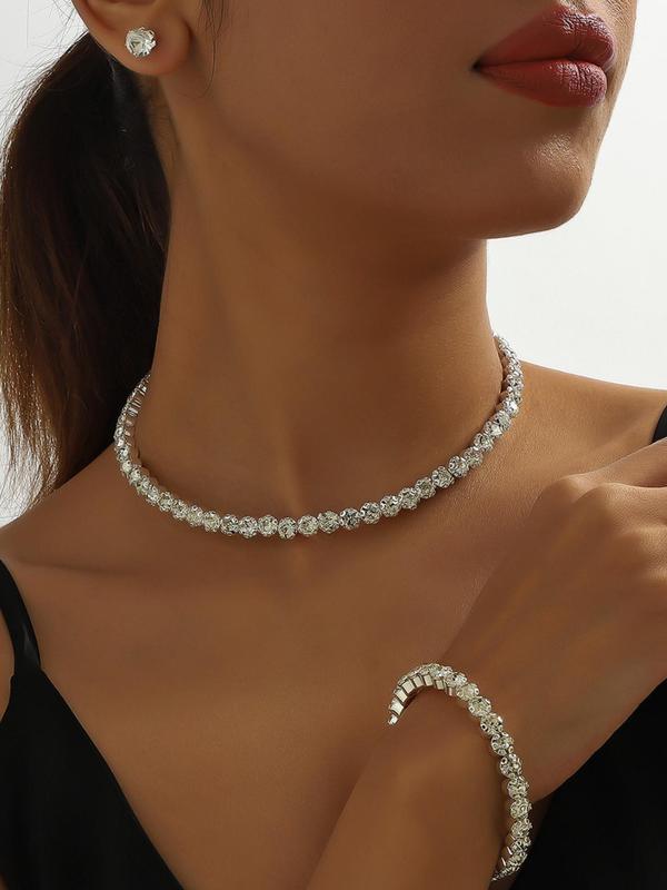 Elegant Minimalist Jewelry Set, Fashion Necklace Bracelet Earrings for Party, Daily Decor, Trendy All-match & Exquisite Jewelry for Birthday Gift 3