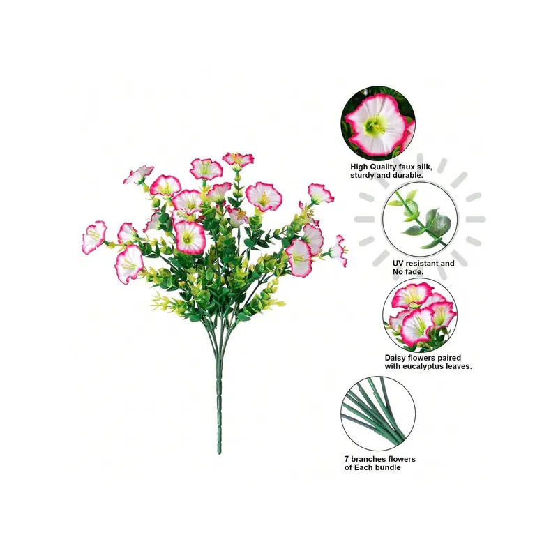 Artificial outdoor flowers and plants for spring and summer decoration, outdoor silk morning glory artificial flowers, UV resistant appearance, front door courtyard porch courtyard window balcony gifts, garden decoration, outdoor plants  Multicolor 4