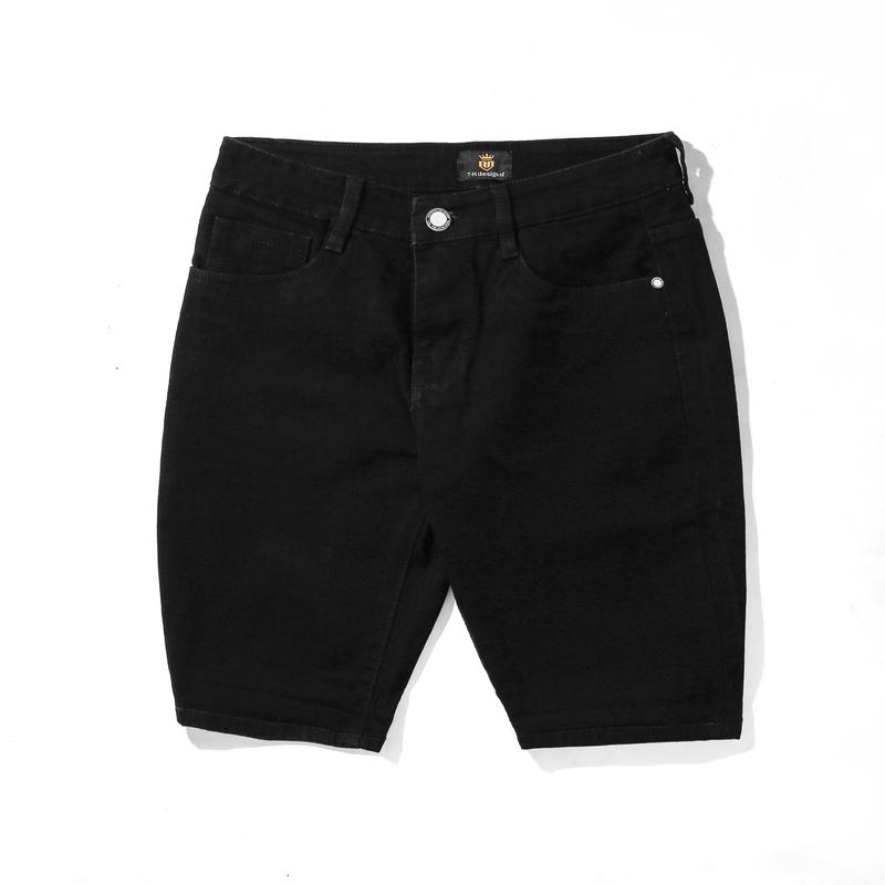 Quần short jean nam co giãn THFashion chất vải denim cao cấp mã TH1101 màu đen trơn size 28 29 30 31 32 33 35 36 Menswear Pants Có Túi