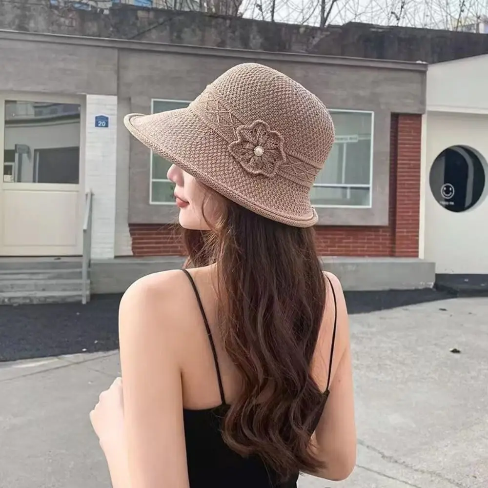 Mũ Bucket, Chất Liệu Lụa Lạnh Rộng Vành, Thiết Kế Hoa Bện, Thoáng Khí, Chống Nắng, Kích Thước Thông Dụng, Kiểu Mũ Ngư Dân, Dành Cho Nữ