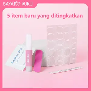 5in1 Kuku Palsu Aksesoris / Nail Art Toolkit / Fake Nails Alat Kits, 24 buah lem jelly + alkohol pad + pengikir kuku + stik kutikula kristal + lem cair