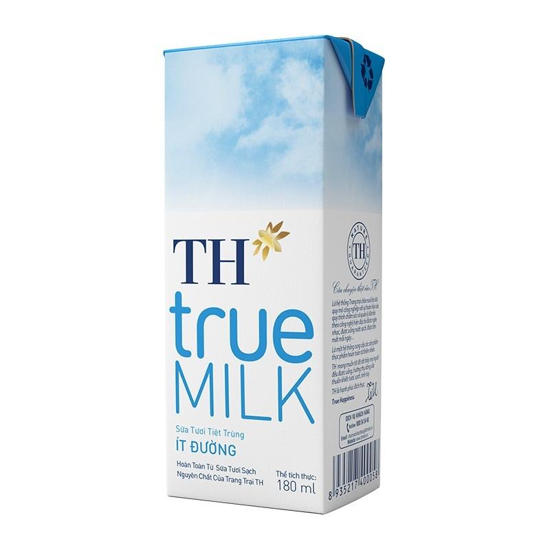 Thùng 48 hộp sữa tươi tiệt trùng TH true MILK ít đường 180 ml (180 ml x 48) sua tuoi Chua Vị Chua 2