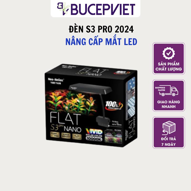 Đèn RGB S3 Flat Nano Pro+ 3 in 1 (Bản nâng cấp)- Bóng LED RGB thế hệ mới, tăng cường màu cho cá cây, không màu nước nano plus rọi