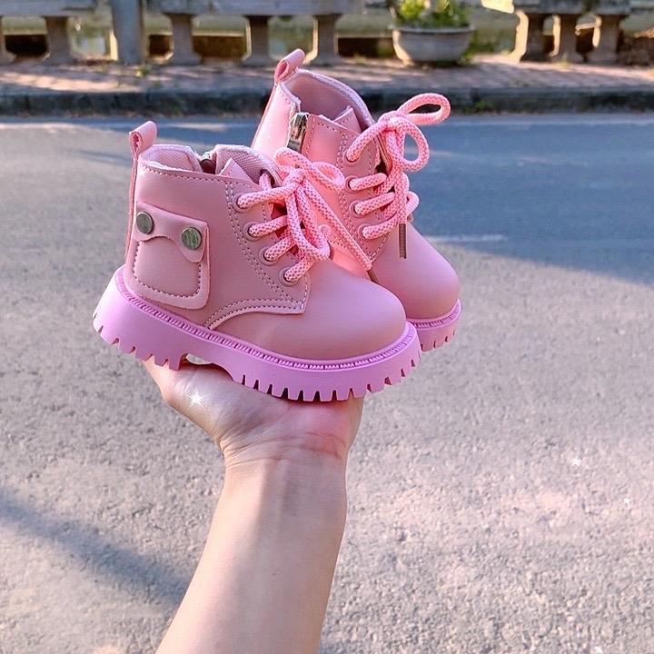 Giày Bốt Cao Cổ Cho Bé Gái Da Mềm Siêu Nhẹ Kiểu Túi Hôp - 3 Màu Size 21-30 boot ngắn