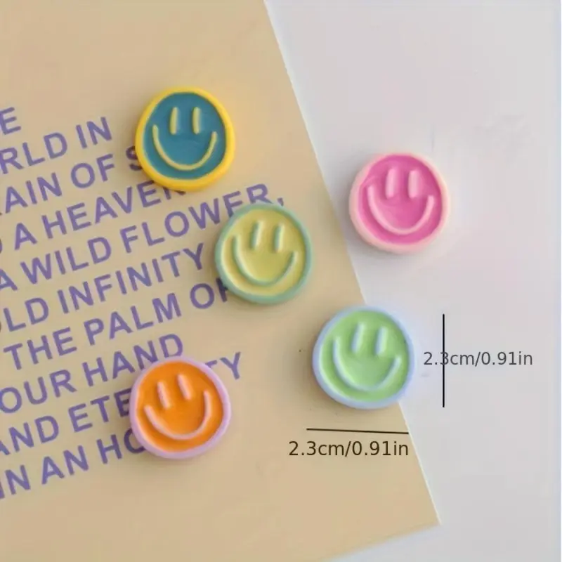 Room Decor Smiling Face Design Fridge Magnet, 10pcs Random Color Cute Whiteboard Magnet, Decorative Magnet for Refrigerator and Whiteboard, Summer for Gift 3