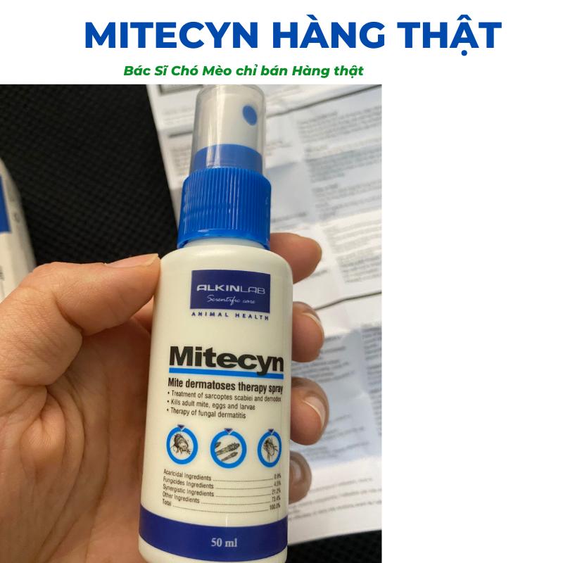 Mitecyn Xịt Viêm Da Nấm Ngứa Ghẻ Do Ve Rận Bọ Chét cắn trên chó mèo thú cưng