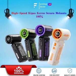High-speed kipas Keren secara mekanis 100 Gear Wind kipas angin Digital Display Adjustable Turbo kipas tangan untuk olahraga luar ruangan dan pendinginan cepat