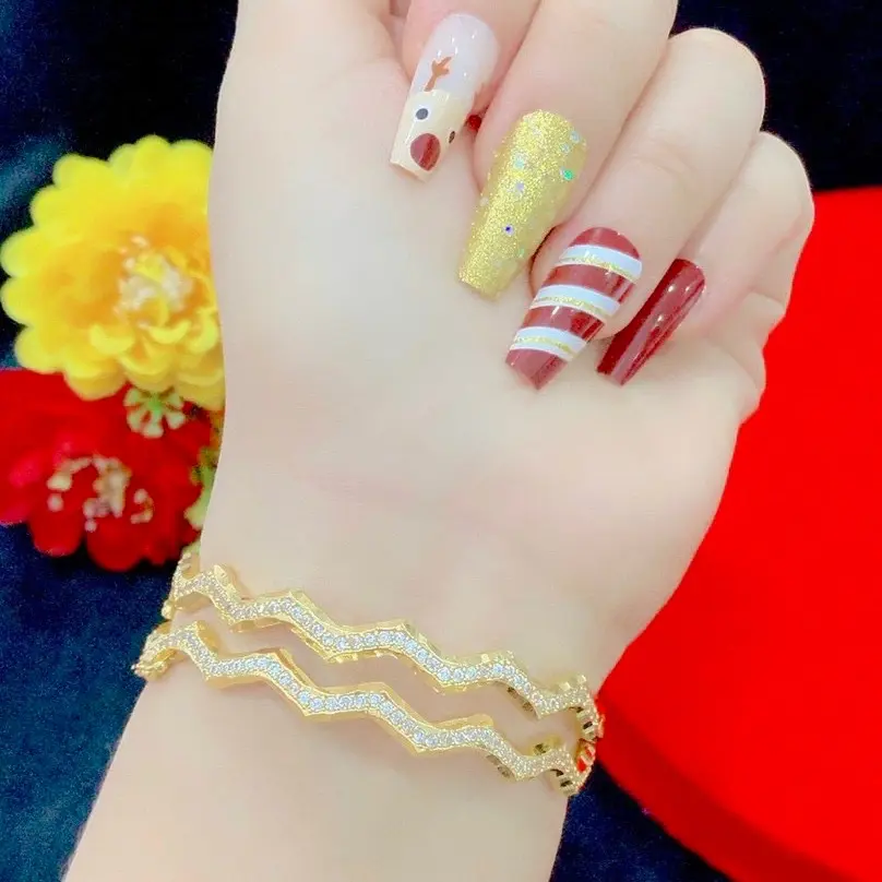 Cặp Vòng Tay Kiểu Lượn xinh Phụ Kiện Sinh nhật Phụ nữ Hoa Voi Vòng Tay