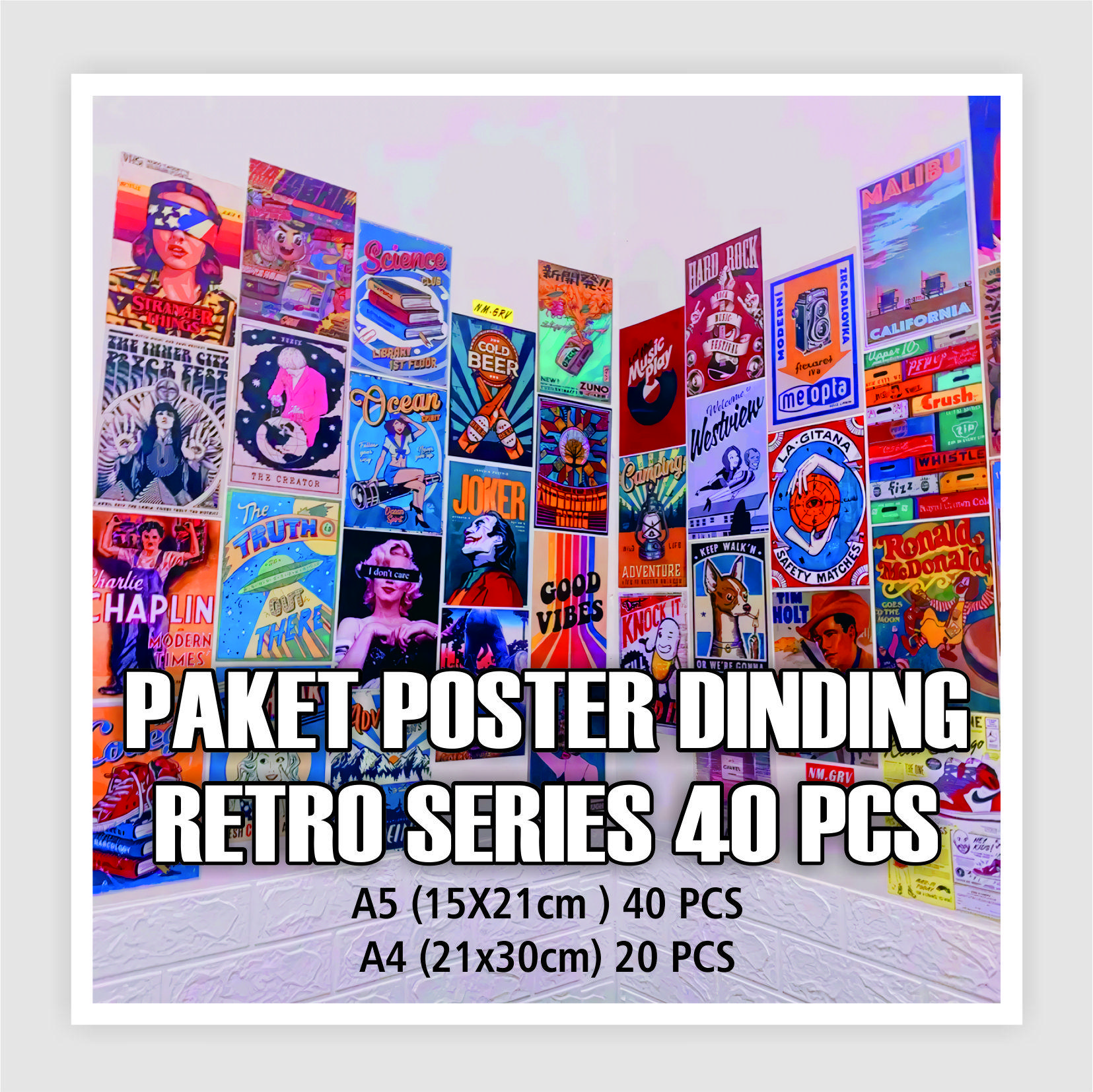 POSTER AESTHETIC  RETRO SERIES 40 PCS A5/ 20 PCS A4