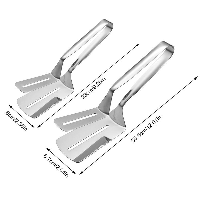 Product Introduction of Haqfyqy Double-Sided Spatula Clip Grill Clamp Tongs for Grilling Cooking Stainless Steel Food Flip Clip Multipurpose Kitchens Tongs for Home Outdoor 0