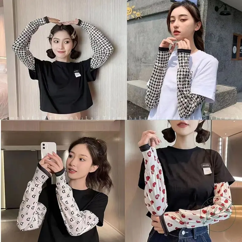 Găng Tay Chống Nắng Dáng Rộng Vải Lụa Mát In Hoa Xinh Xắn kèm Video và Ảnh Thật 4