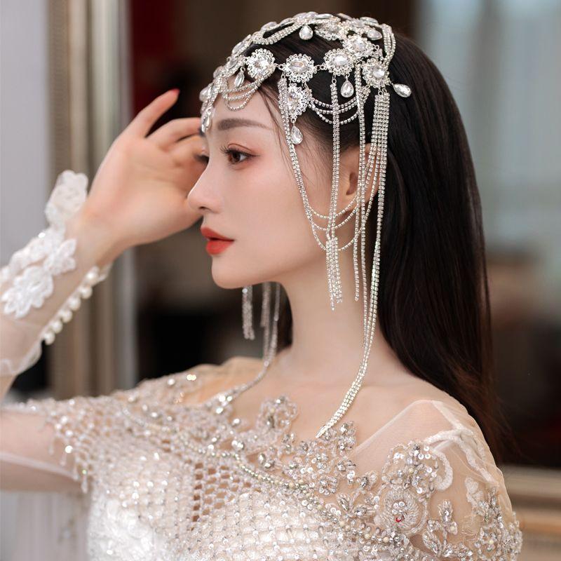 Đồ Trang Trí Cô Dâu, Kim Cương Vàng Kim Cương Cá Nhân Hóa, Tua Rua Cỡ Lớn, Phong Cách Cổ Điển, cài tóc Dự Tiệc, Thích Hợp Cho Váy Cưới, Chụp Ảnh Studio 2
