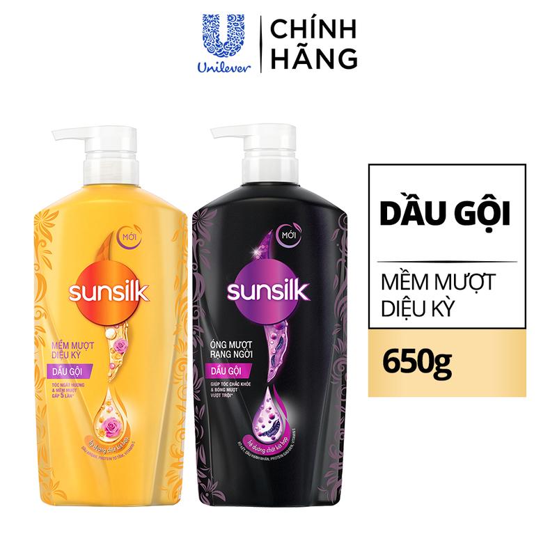 4 Dầu gội Sunsilk hỗ trợ làm sạch và Dưỡng Tóc Chăm Sóc Tóc mềm mượt tóc cho mái tóc ngát hương 650g