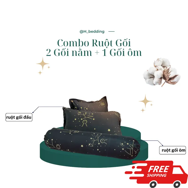 Combo Gối đầu và Gối ôm cotton poly,nhiều màu sắc