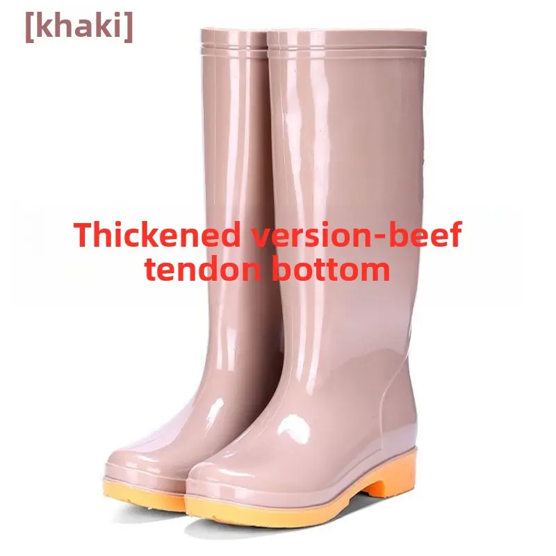 Ủng đi mưa cách nhiệt, cao đến đầu gối dành cho nữ, lót lông cừu giữ nhiệt, không thấm nước, giày mùa đông, với đế cao su gia cố, thích hợp cho công việc nhà bếp, ngoài trời và thời tiết lạnh, thiết kế PVC bền, chống trượt
