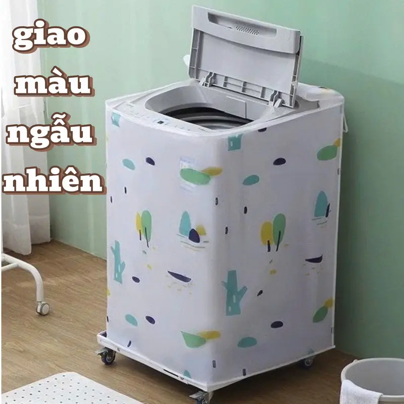 Áo trùm máy giặt cửa trên VẢI TRONG SALIN 9kg, bọc chắn bụi máy giặt 0