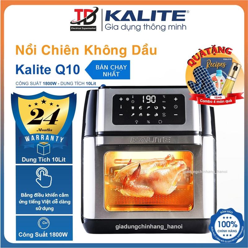  Nồi Chiên Không Dầu Kalite Q10 - Dung Tích 10L Kèm 8 Phụ Kiện Nấu - Hàng chính hãnġ nồi  chiên 