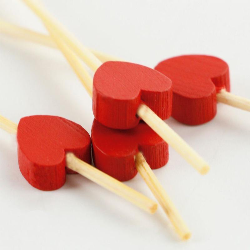 Product Introduction of Que Xiên Que Xiên, Cốc Cocktail Rau Củ, Hình Trái Tim Bánh Ngọt, 12cm Chiều Dài, Nĩa Trái Cây, Gắp Thực Phẩm, Làm Bằng Tre 12