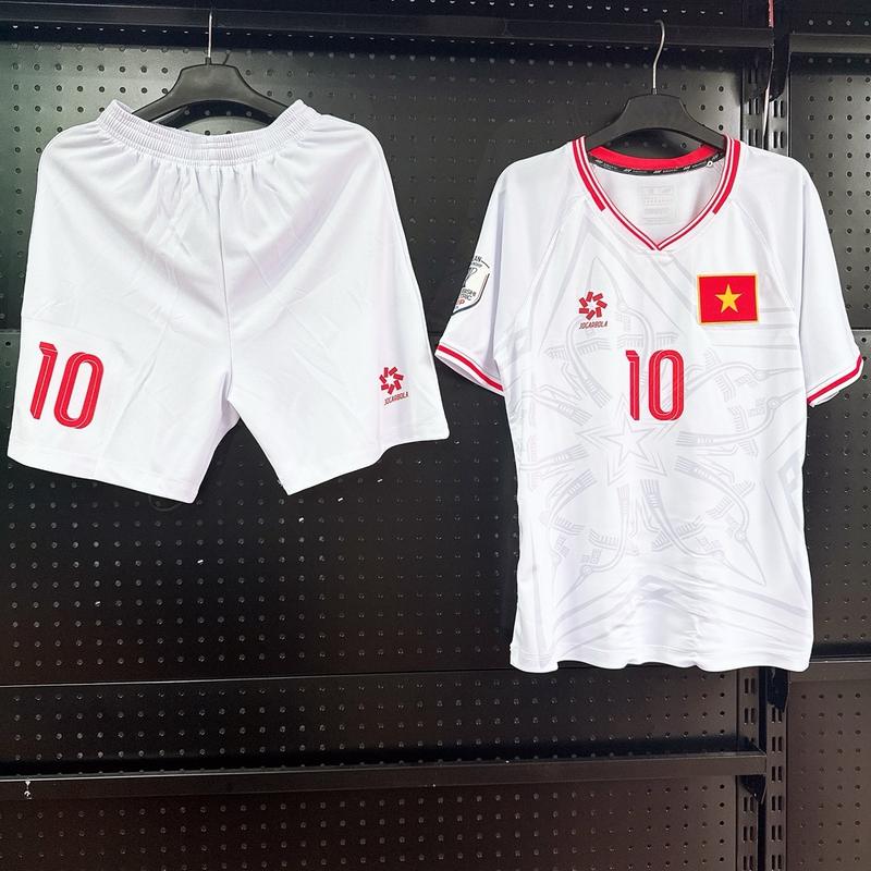 Bộ Quần Áo Bóng Đá Việt Nam JGBL - TRẮNG,  2024 , Logo THÊU, Full patch, Top Sport Áo Nam