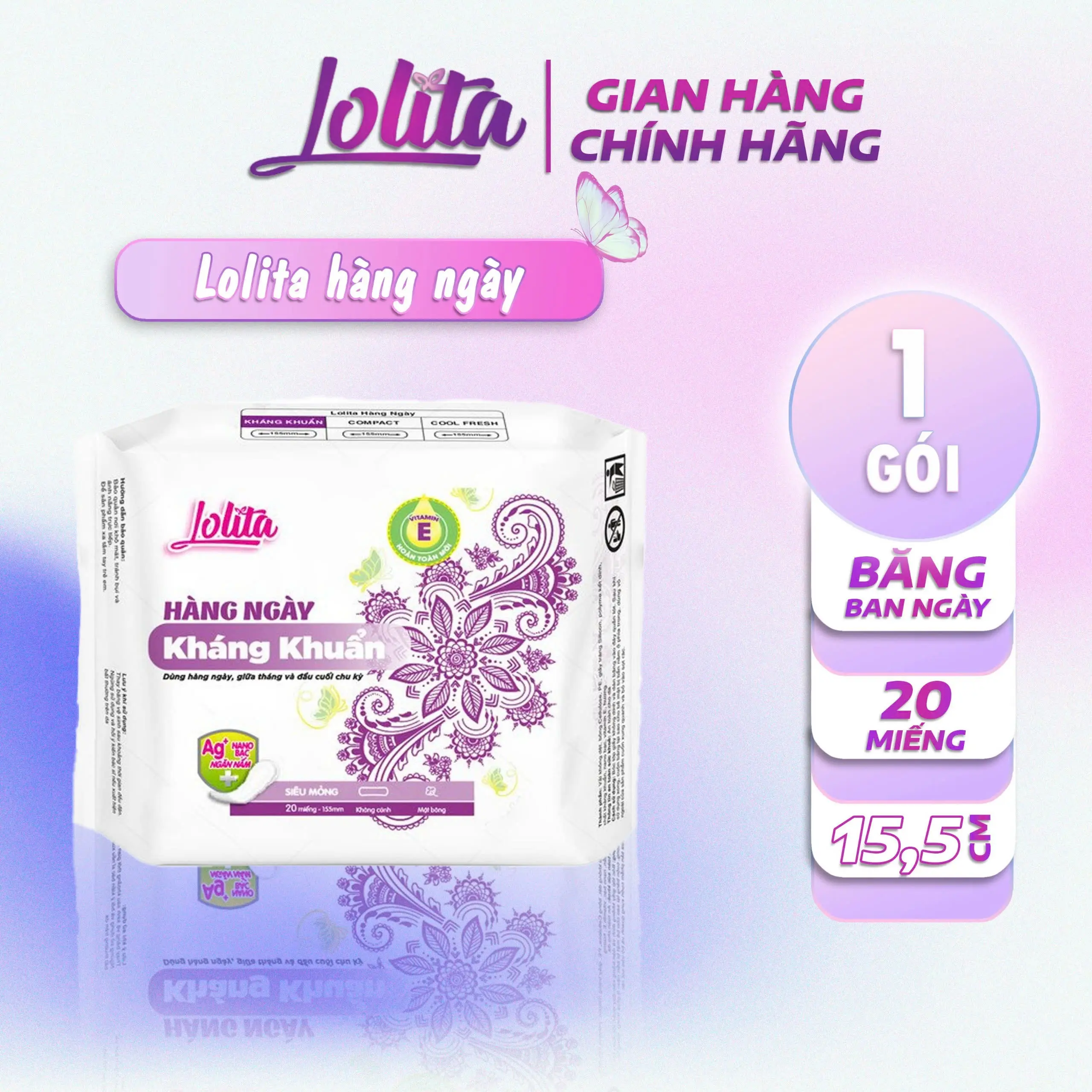 {8 Gói} BVS Hàng Ngày kháng khuẩn 20 miếng ,thấm hút tốt-tampon.