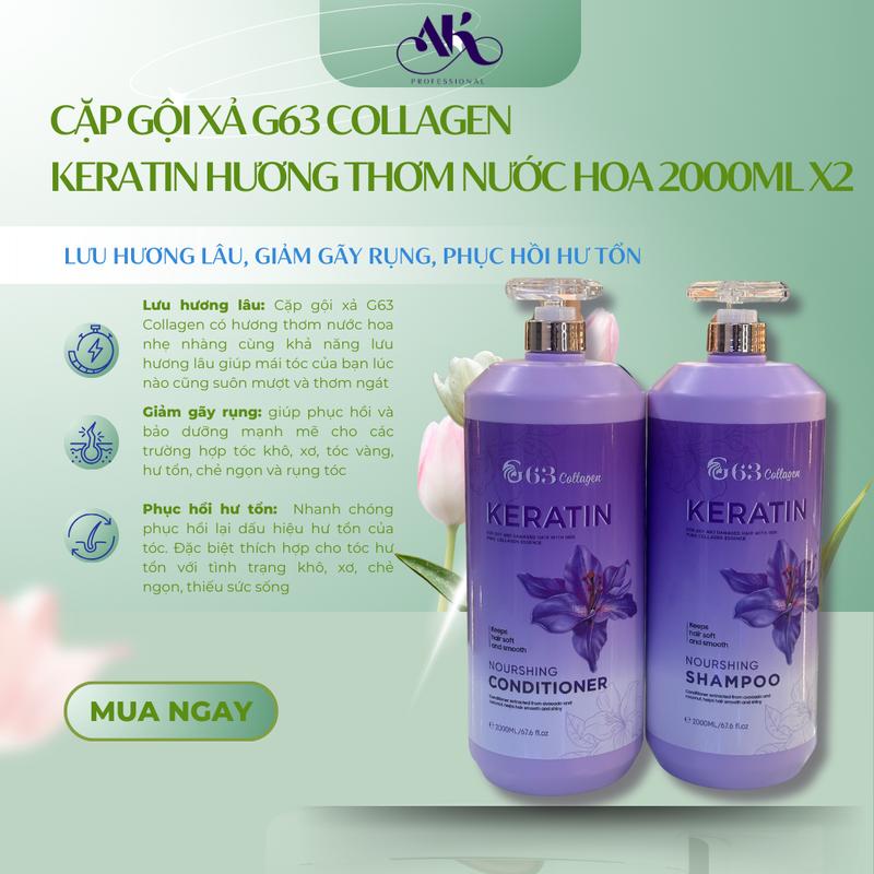 [MP AK] Dầu gội G63 Keratin Collagen Tím 2000ml | Hương Nước Hoa Giảm Rụng Tóc, Kích Mọc Tóc, Phục Hồi Tóc Hư Tổn Chính Hãng