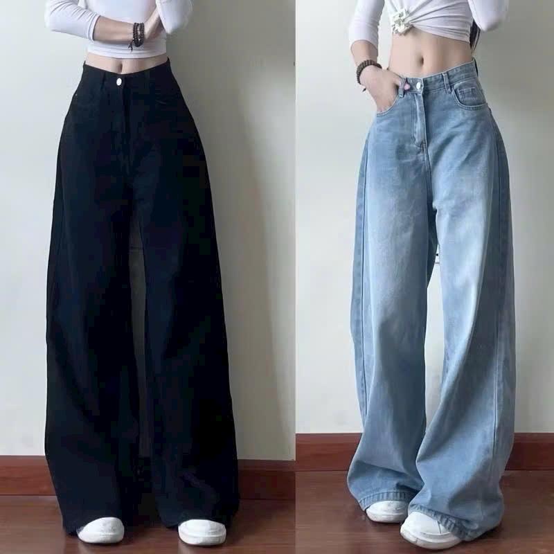  3 SIZE 45-60KG TÙY CHIỀU CAO  QUẦN JEAN THÊU NƠ LƯNG TÂY ỐNG SUÔNG RỘNG MẶC SIÊU HACK DÁNG DÁNG DÀI 100CM SIÊU HOT TREND 
